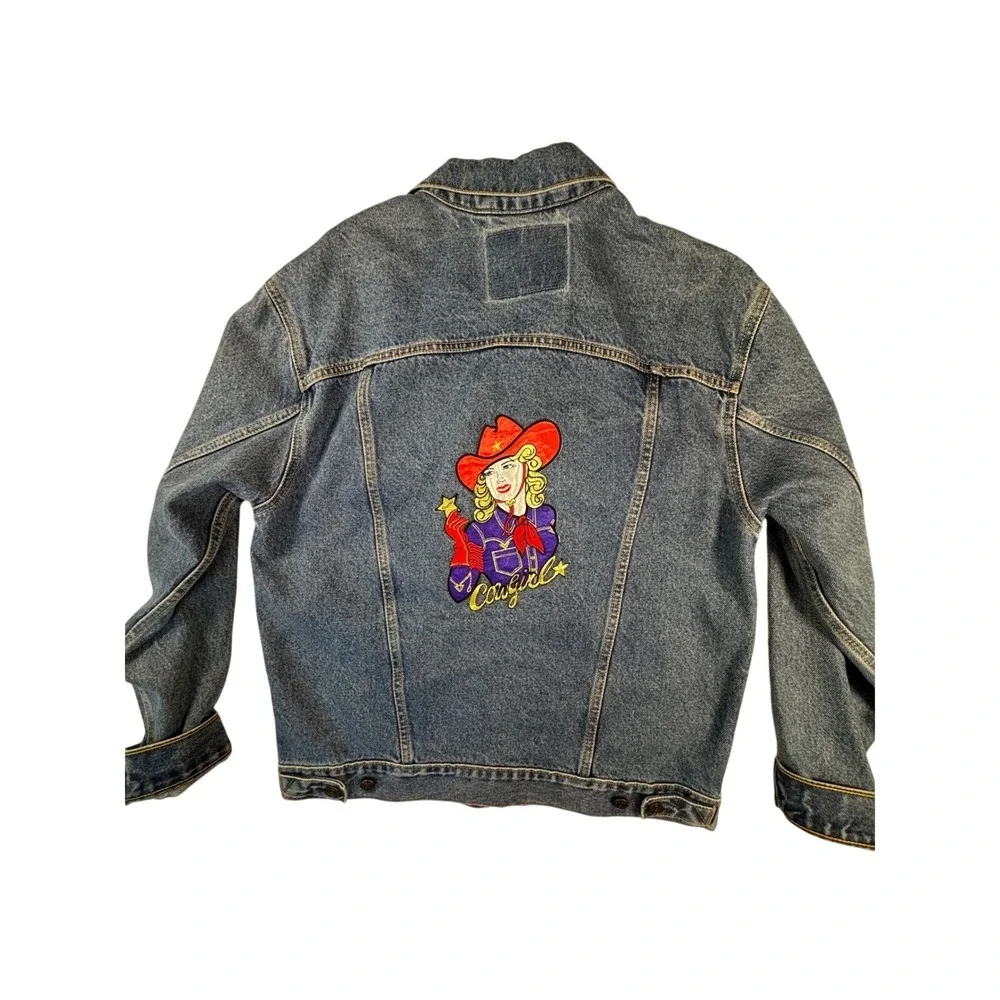 Levi Strauss Signature‎ Denim Women's Jacket large cusCowgirl Patch Western